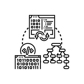 Code language categories organizing. software development concepts vector