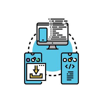 App creation unified. utility developing programming software vector