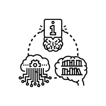 artificial inteligencia Procesando datos y humano. conocimiento icono vector