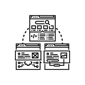 Database schema creation process. and structure development vector