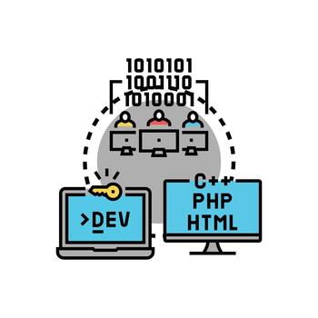 Programmer ide illustration concept developing. software vector