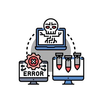 Ataques ciberneticos causando sistema errores y datos infracciones vector