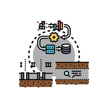 Data pipeline progress visualization process concept. vector