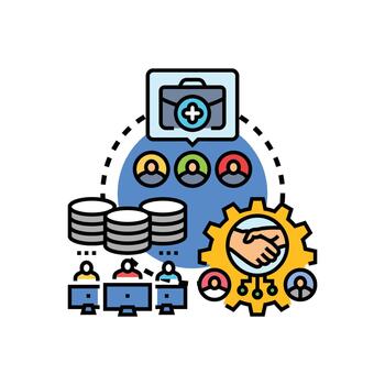 Collaborative team workflow process development. concept vector