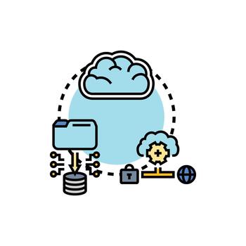 Cloud software platform concept for data. storage vector