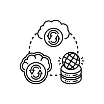 System data synchronization. and global cloud computing vector
