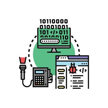 Machine code processing. computing data and detecting bugs vector