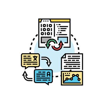 Programming language code development. process in software engineering vector