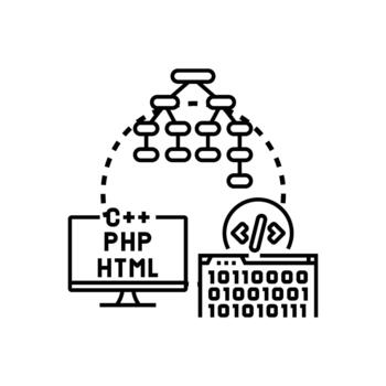 Creating and developing software code syntax structure. vector