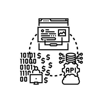 Open source programming framework development and collaboration concept. vector