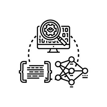 Transforming diagrams into source code. development process vector