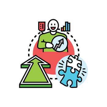 Business progress and solution finding process. vector