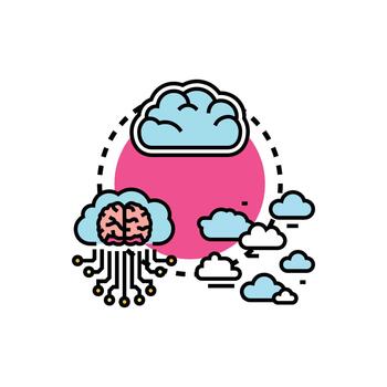 Cloud computing brain artificial clean intelligence concept vector