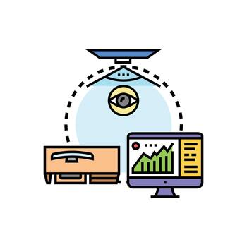 Desktop display setup showing data visualization content vector