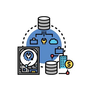 Data digitization. storing concepts information cloud computing concepts vector