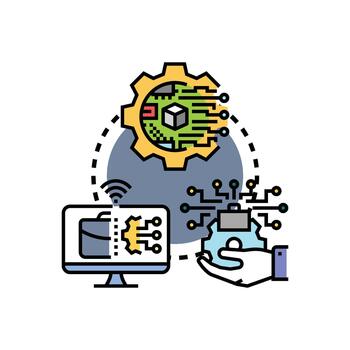 tecnología transformación proceso desarrollando moderno digital futuro vector