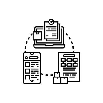 Web commerce development process multistyle. on digital platforms vector