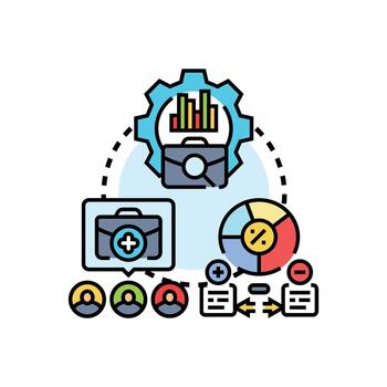 concepto desarrollo flujo de trabajo conjunto proceso icono colocar. vector