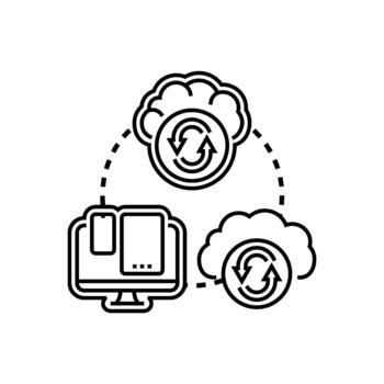 Cross device synchronization with cloud computing and. data styles flow vector