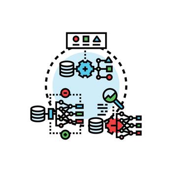 Simplified learning process and data analysis concept vector