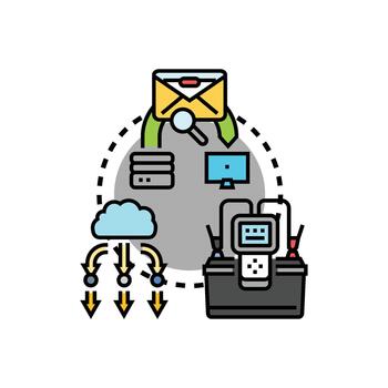 Load testing system evaluating software. performance and functionality looks vector