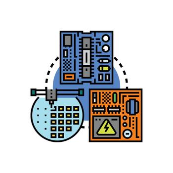 electrónico componentes desarrollando Procesando microchips estilos tecnología vector