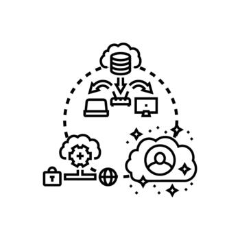 Client services interface forms layer managing data. access vector