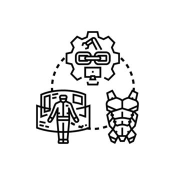 Cyber variations constructs developing. virtual reality future technology vector