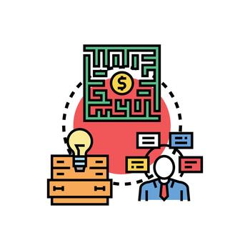 Problem solving process designs finding business solution. concept vector