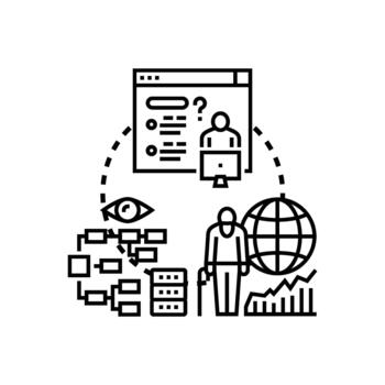 clean Examining problem. analysis and solution process concept vector