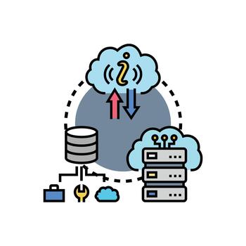 Raw data mix record storage cloud computing concept. vector