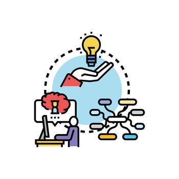 idea conceptualización proceso desarrollando. creativo soluciones formas vector