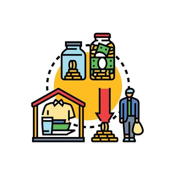 Equitable economic framework supporting basic. human simplified needs vector