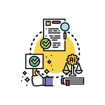 Document approval process using artificial intelligence concept. designs vector