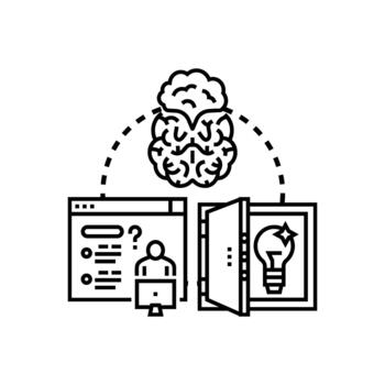 Creative solution thinking process variants finding problem solution. vector