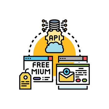 suscripción solicitud despliegue cubo estilos. software desarrollo proceso vector