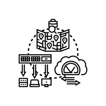 Network set distribution mapping data flow and cloud computing vector