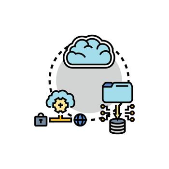 Distributed cloud services. computing multistyle network infrastructure concept vector