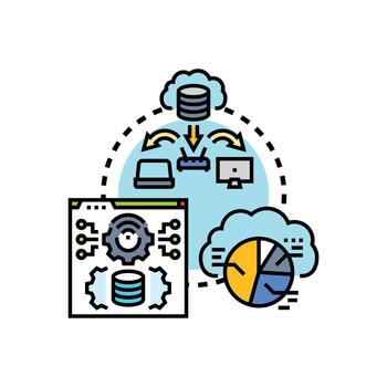 información tecnología infraestructura diagrama visualizante nube informática red datos vector