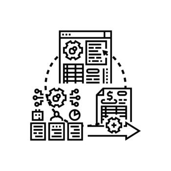 paquete empresa solicitud operaciones concepto con datos Procesando flujo de trabajo. vector