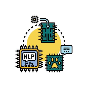 Computer. memory chip styleset processing data and artificial intelligence vector