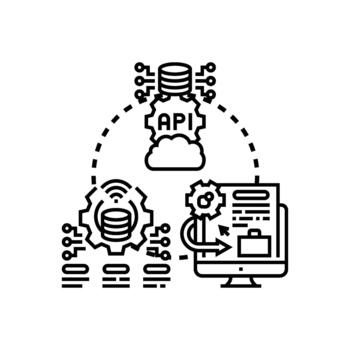 datos. integración proceso con api paquete múltiple y nube infraestructura vector