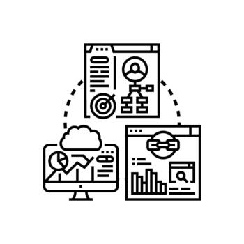 tablero variaciones analítica concepto visualizante datos. administración vector