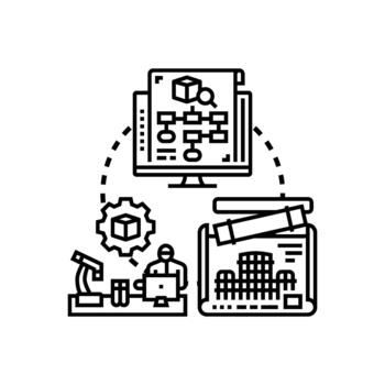forms Engineering design process developing architecture. blueprint plan vector