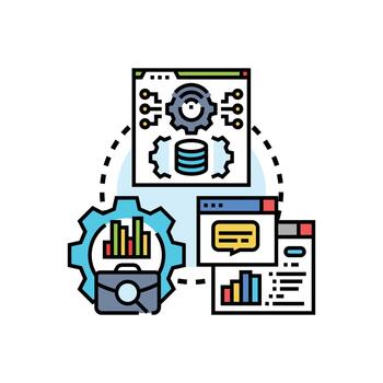 sistema implementación. proceso flujo de trabajo integrando variedad datos analítica vector
