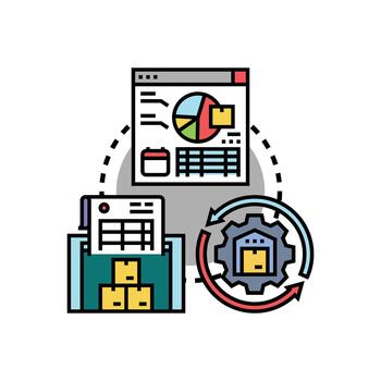 Barcode driven stock control system concept multipack developing. vector