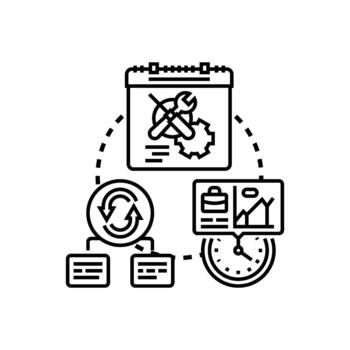 personal serie cambio reloj en sistema administración desarrollando proceso. vector