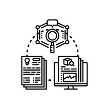 científico formas estudiar proceso. analizando investigación datos y desarrollo vector