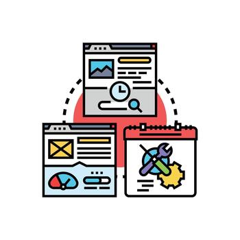 optimizando sitio web paquete múltiple actuación reduciendo página cargando. hora vector