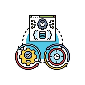 Ai mix driven workflow. automation system developing efficient processes vector